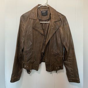 Brown leather jacket
